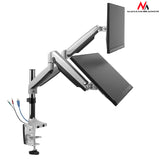 Maclean MC-766 suport de birou pentru două monitoare cu arc USB 3.0 13"-32" 9kg