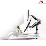 Maclean MC-766 suport de birou pentru două monitoare cu arc USB 3.0 13"-32" 9kg