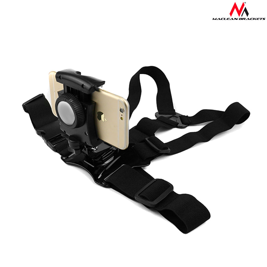 Suport Maclean MC-773, pentru piept, cu bretele sport, pentru smartphone, aparat foto, GoPro