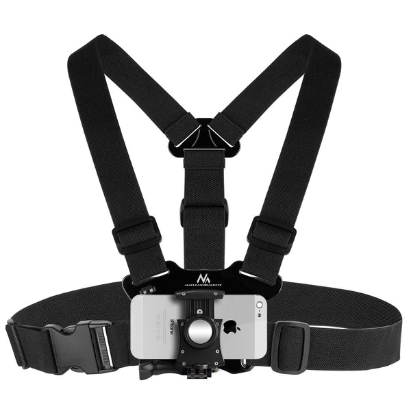 Suport Maclean MC-773, pentru piept, cu bretele sport, pentru smartphone, aparat foto, GoPro