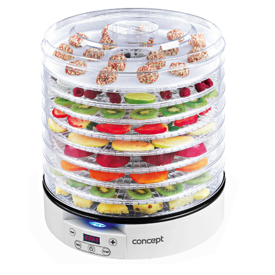 Concepct SO202020 Deshidrator electric de alimente 9 tăvi cu LED uscător de ciuperci Digital Timer Tavă de crudități 500 W