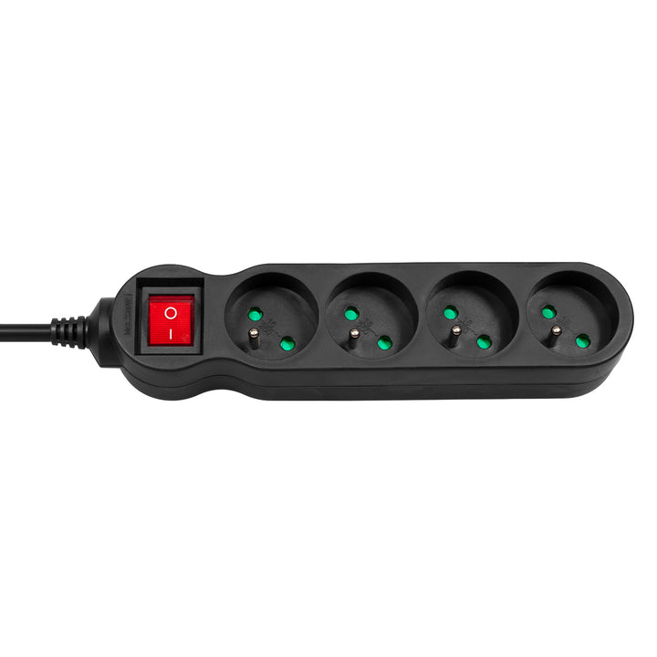 Maclean MCE182Socket 4-gang cu pământ pin Cablu prelungitor 5m Negru