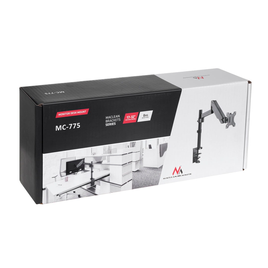 Suport pentru monitor Maclean MC-775 cu arc gazos, braț dublu 17 "-32" 8 kg