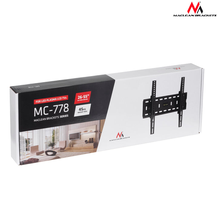 Maclean MC-778 Suport TV pentru perete 26 "-55" max. 45 kg max. VESA 400x400 acoperit cu pulbere neagră