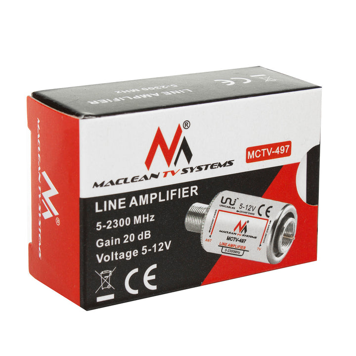 Amplificator antenă DVB-T / T2 20dB Maclean MCTV-497 5-12V bandă largă 5-2300 MHz