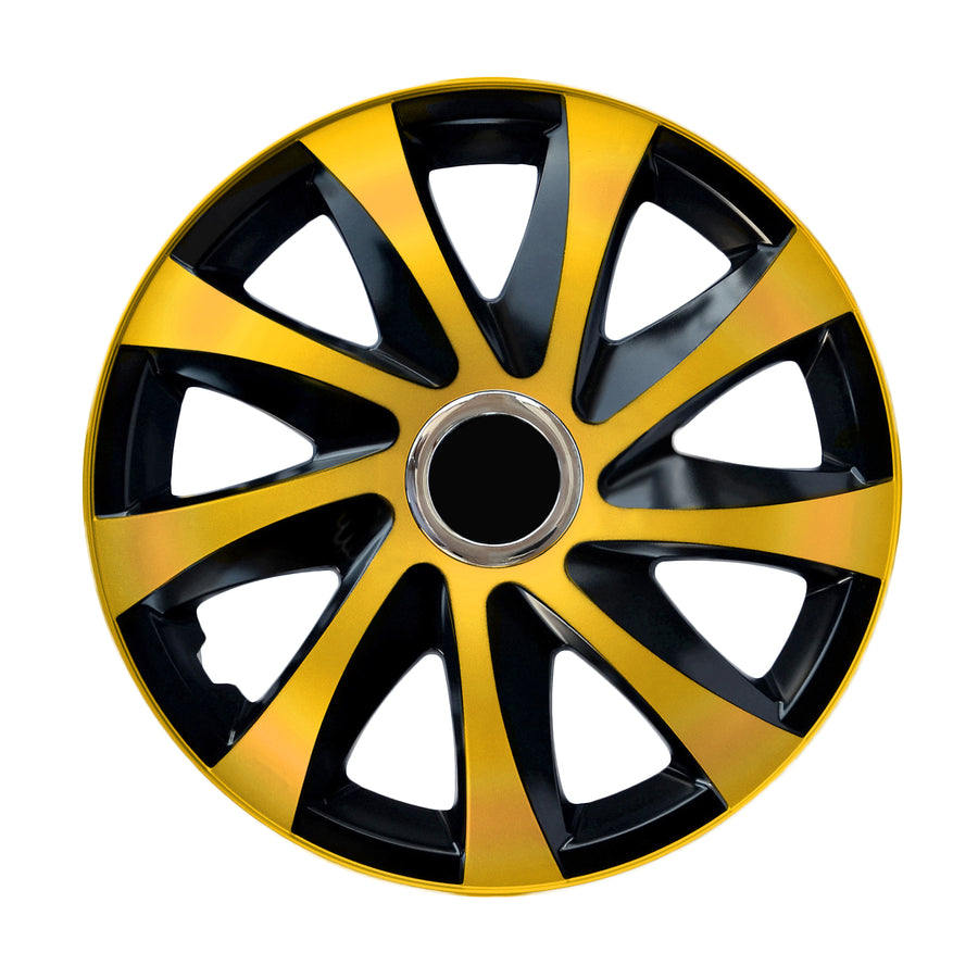 Capace de butuci universale 15" NRM DRIFT Extra auriu/negru 4 bucăți