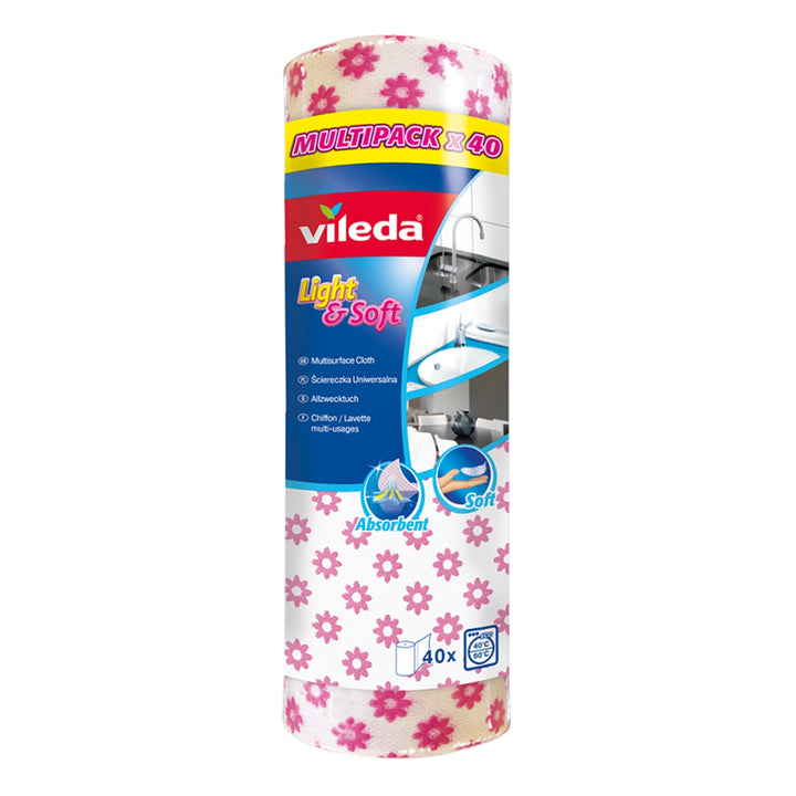 Pânză multifuncțională 40 de bucăți în rolă Vileda Light & Soft Roll