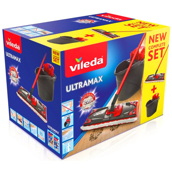 Mop Vileda Ultramax Flat cu cupă, set complet, sistem ULTRAMAX