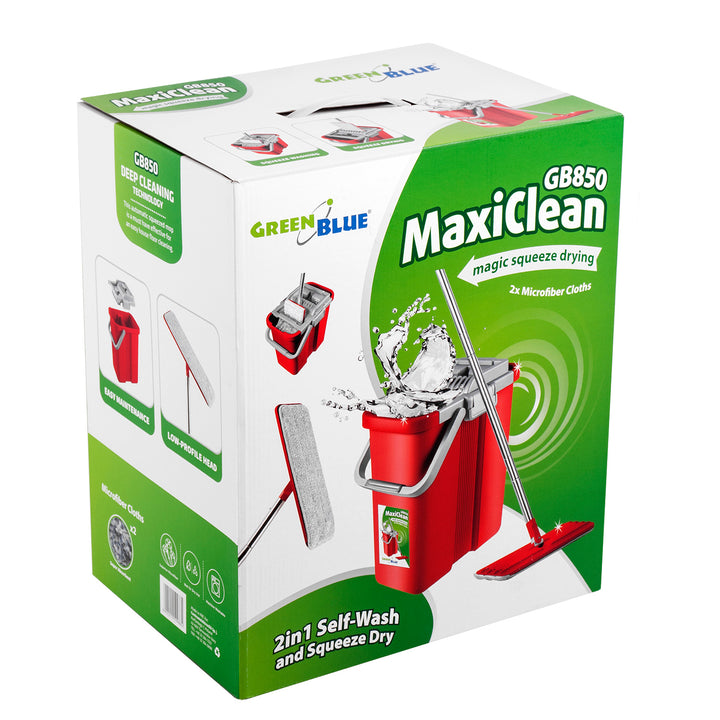 Mop plat cu galeata si storcator GreenBlue MaxiClean GB850 + doua reincarcari