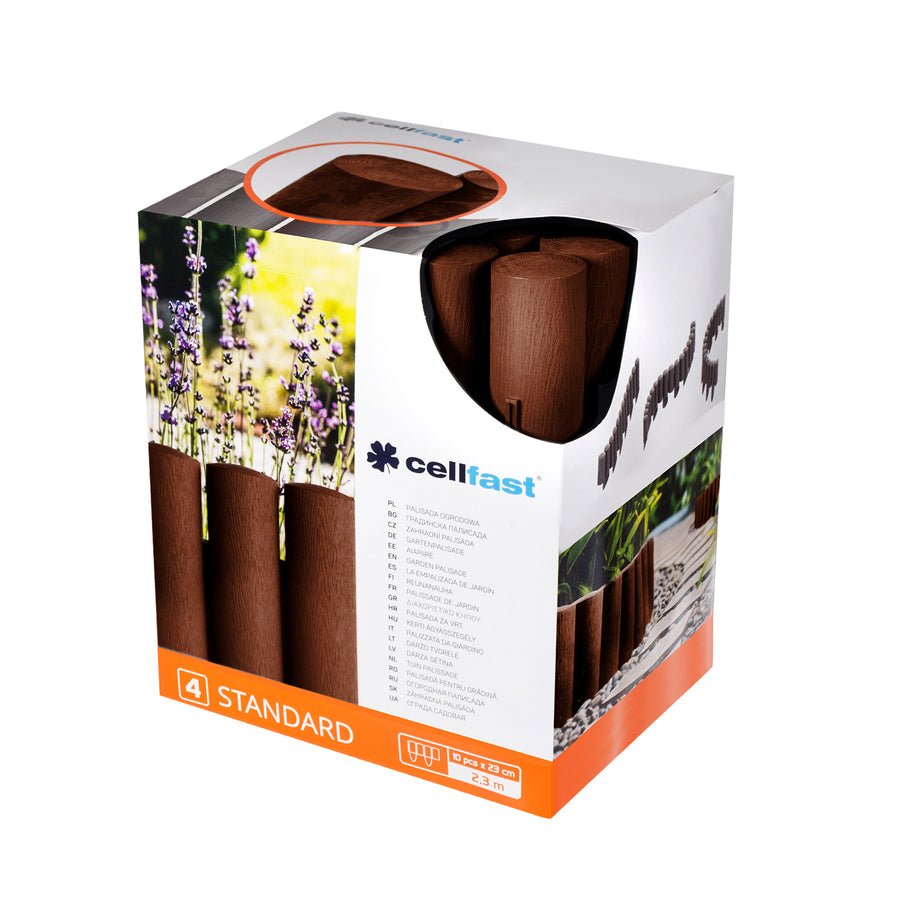 Gard de grădină Cellfast, aspect de lemn, rezistent la îngheț, lungime 2,3 m, culoare maro, 34-041