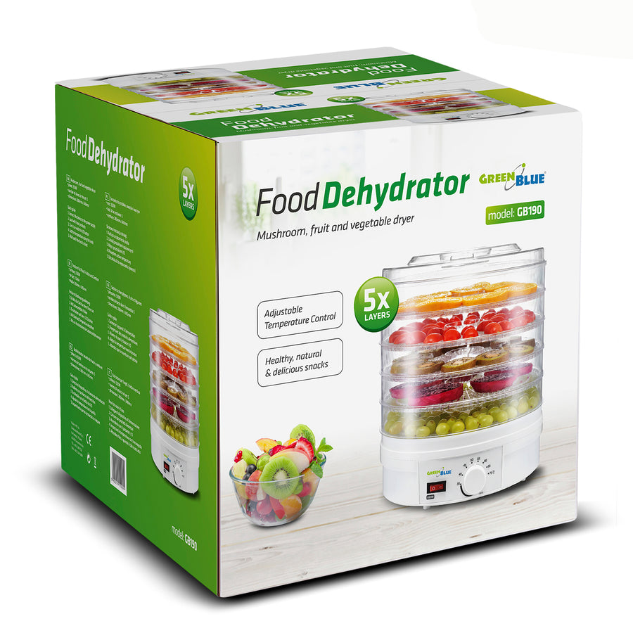 Uscator pentru legume, ciuperci, fructe si ierburi GreenBlue GB190, 5 straturi, 250 W