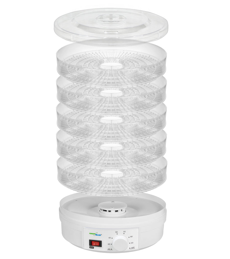 Uscator pentru legume, ciuperci, fructe si ierburi GreenBlue GB190, 5 straturi, 250 W
