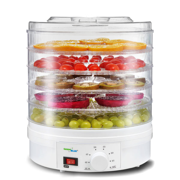 Uscator pentru legume, ciuperci, fructe si ierburi GreenBlue GB190, 5 straturi, 250 W