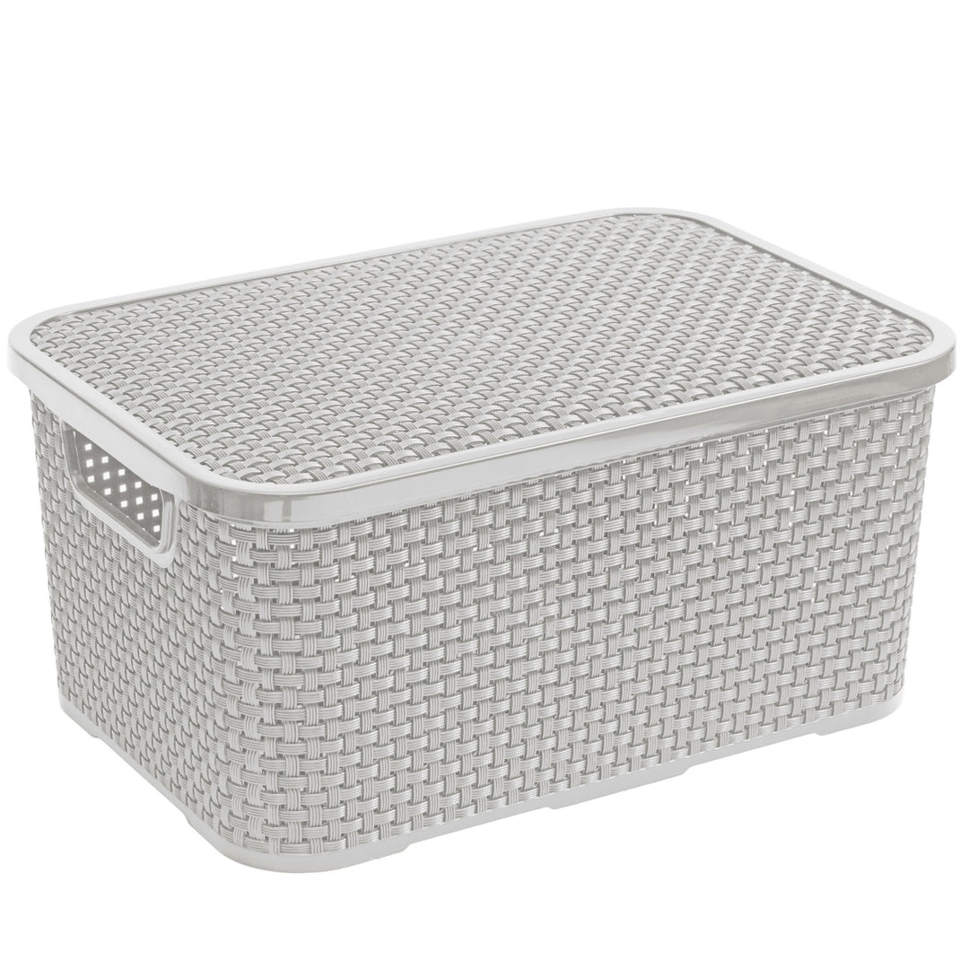 Coș de ratan BranQ cu capac 10L material: plastic, culoare gri