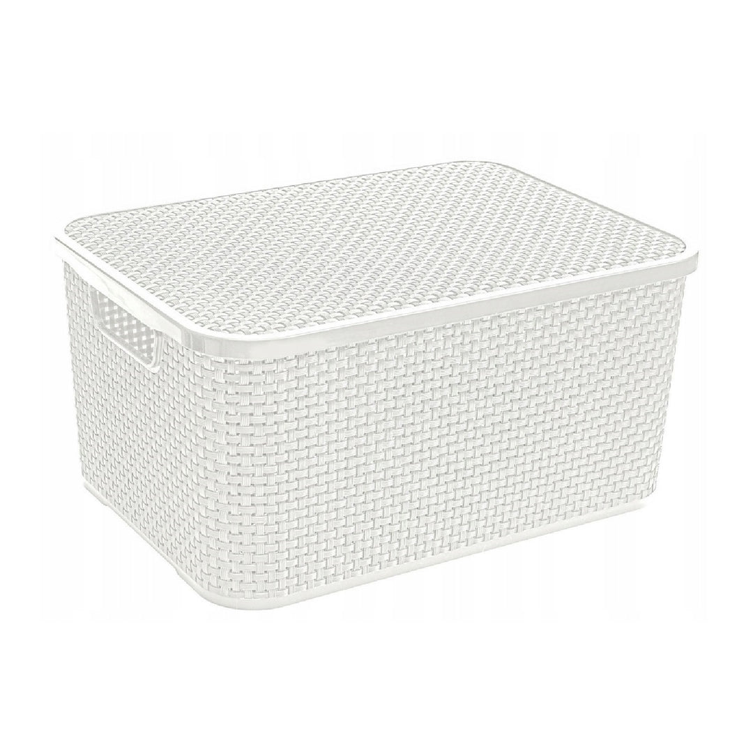 Coș de ratan BranQ cu capac 7L material: plastic culoare bej