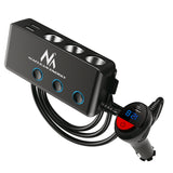 Incarcator Auto MCE218, cu 3 porturi bricheta auto 120W, 4 USB, incarcator auto cu USB tip C 18W, voltmetru