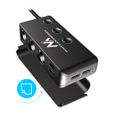Incarcator Auto MCE218, cu 3 porturi bricheta auto 120W, 4 USB, incarcator auto cu USB tip C 18W, voltmetru