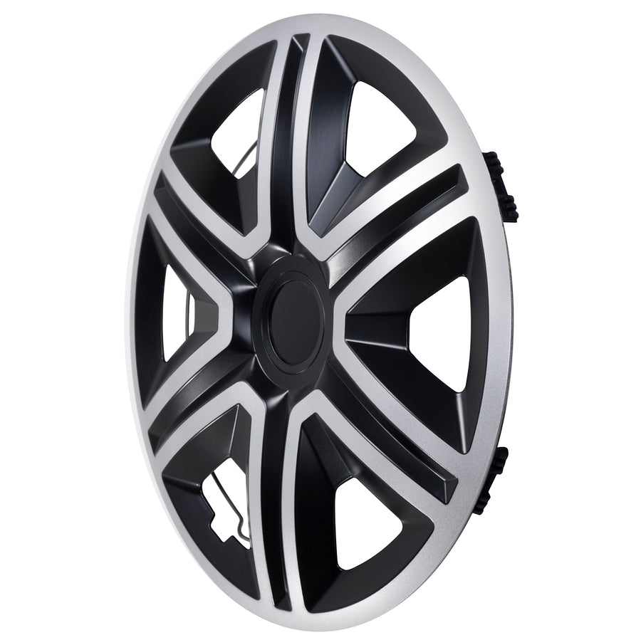 15" NRM ACTION dublă culoare argintie/neagră, capace de butuci universale NRM ACTION 4 bucăți
