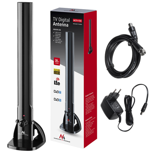 Interior TV Antena HDTV DVB-T2 HEVC LTE DAB FM 100dBμV Amplificator Digital TV