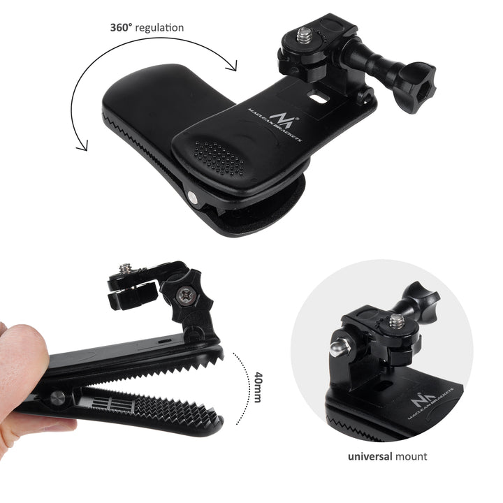 Clip universal Maclean MC-820, fixare pentru camere GoPro, Xiaomi, Ekken, SJCam și altele