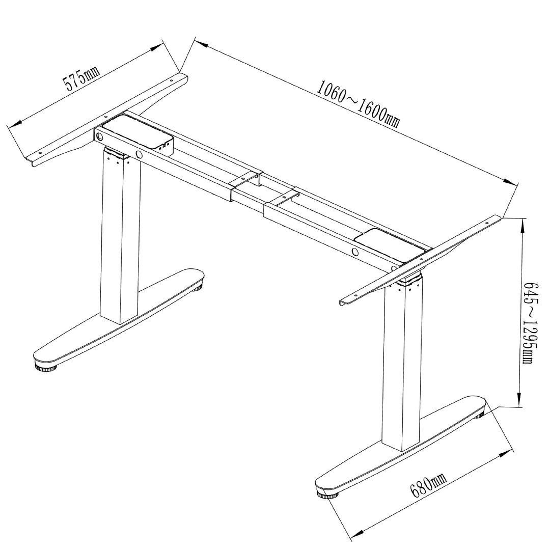 Maclean MC-830 Reglare electrică a înălțimii biroului, gri max. 130cm 120kg - fără birou