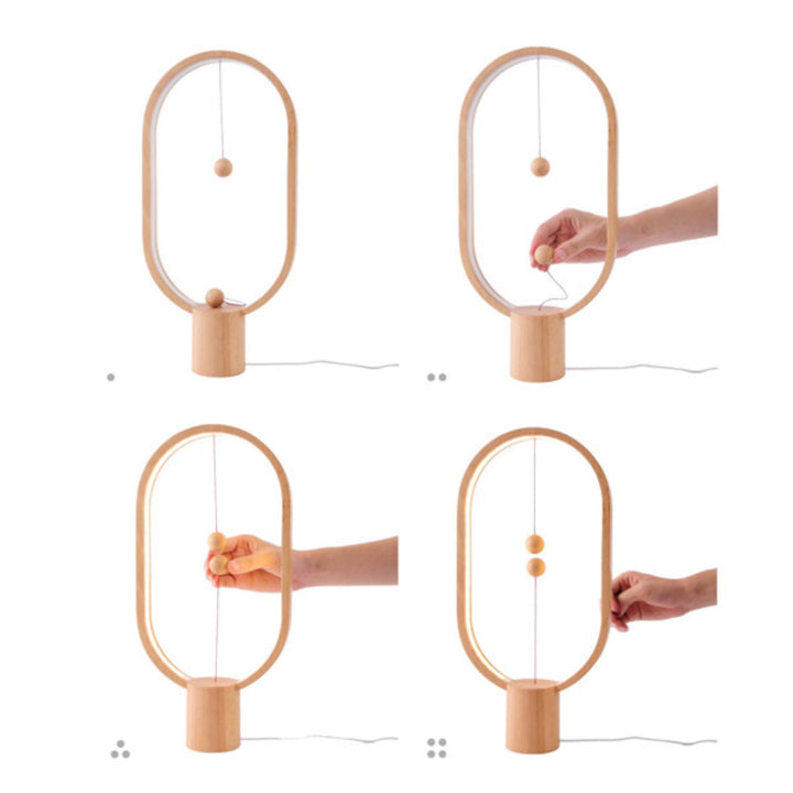 Allocacoc DH0037LW/HBLEUB Lampă de lemn cu lumină caldă cu întrerupător modern unic Ellipse USB 3W