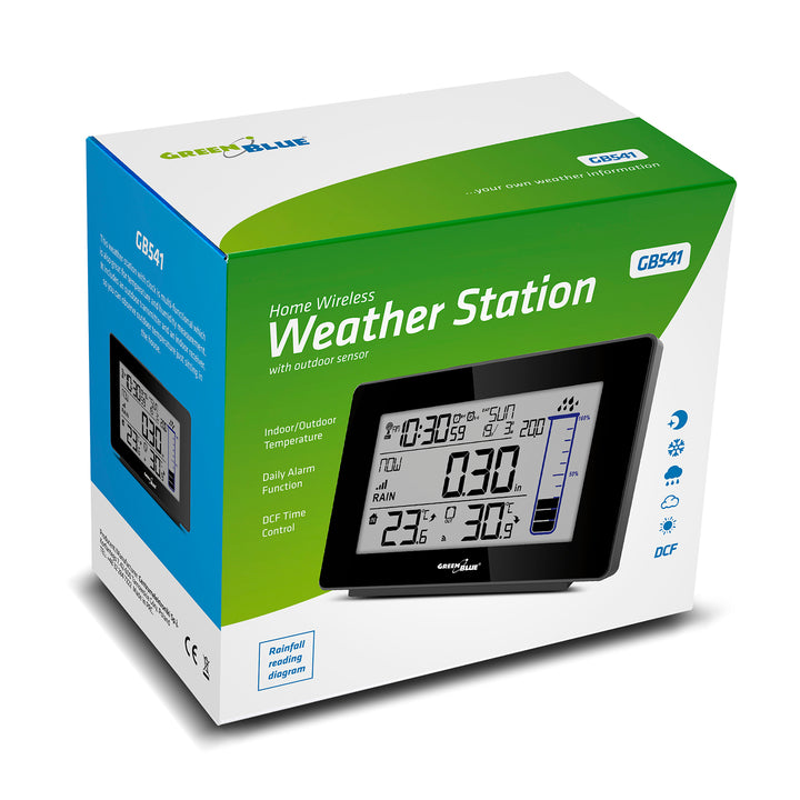 Stație meteo fără fir cu sistem DCB, ploaie, calendar, termometru GB541 GreenBlue