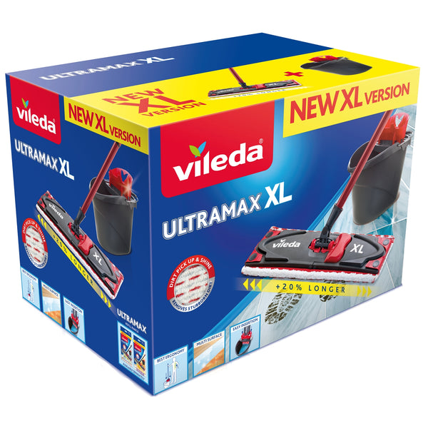 Mop Vileda Ultramax Box, cu maner rotativ telescopic, galeata si microfibra