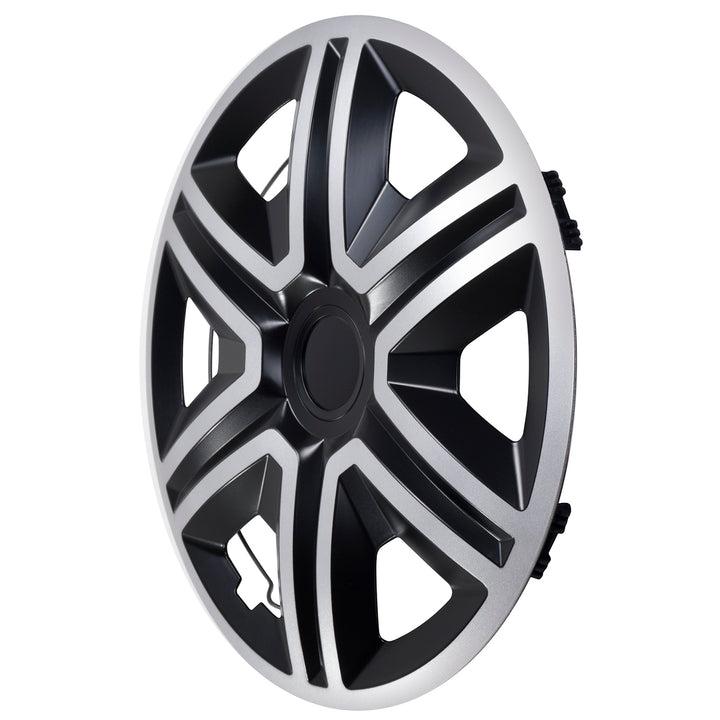 NRM 16" Acoperă roțile de roți Hubcaps Universal 4 PCS Rezistent la intemperii Negru Argint ABS