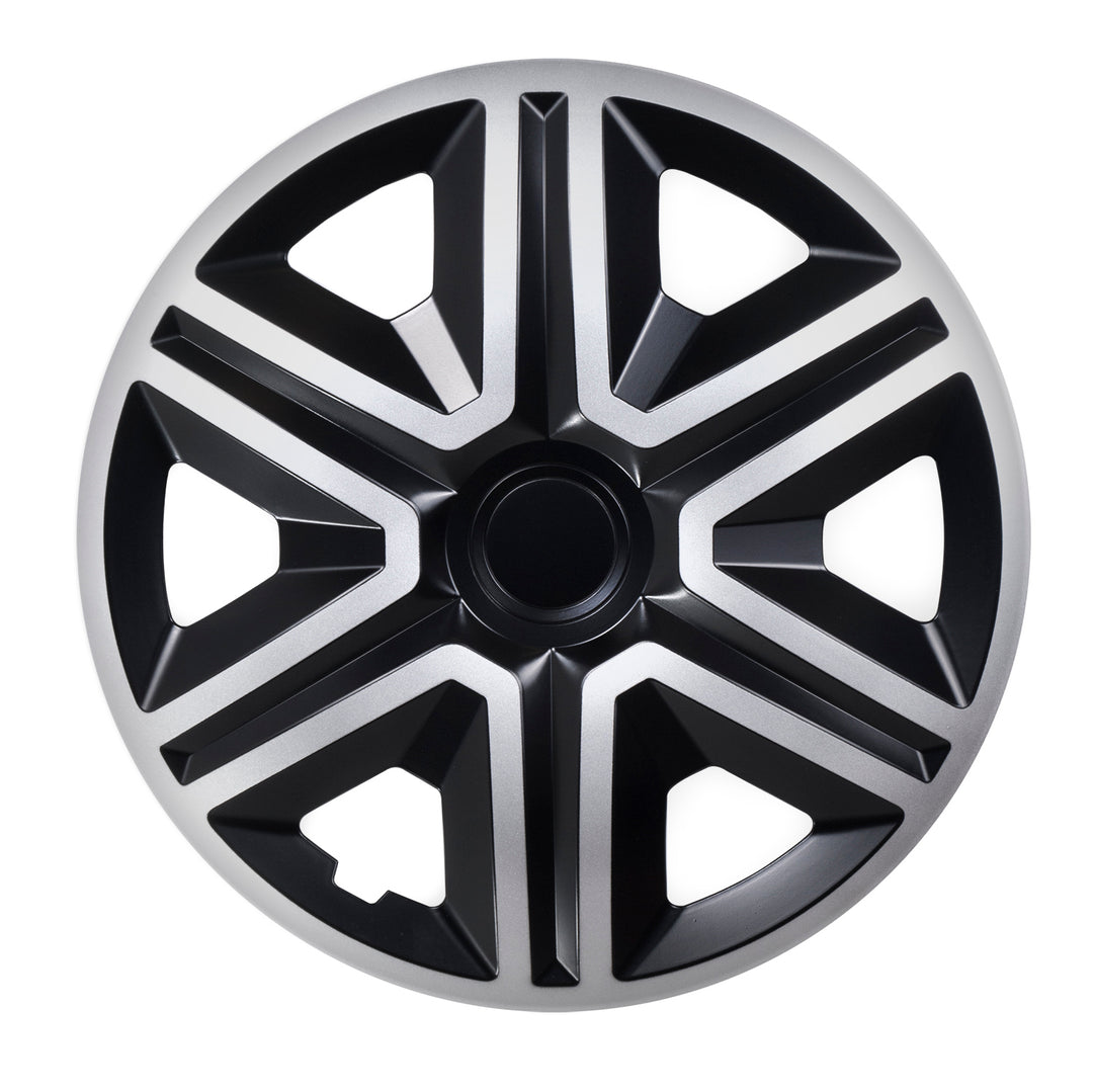 NRM 16" Acoperă roțile de roți Hubcaps Universal 4 PCS Rezistent la intemperii Negru Argint ABS