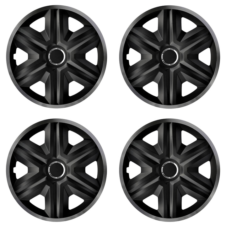 NRM 15" Acoperă roțile de roți Hubcaps Universal 4 PCS Set durabil de înaltă rezistență alb și negru