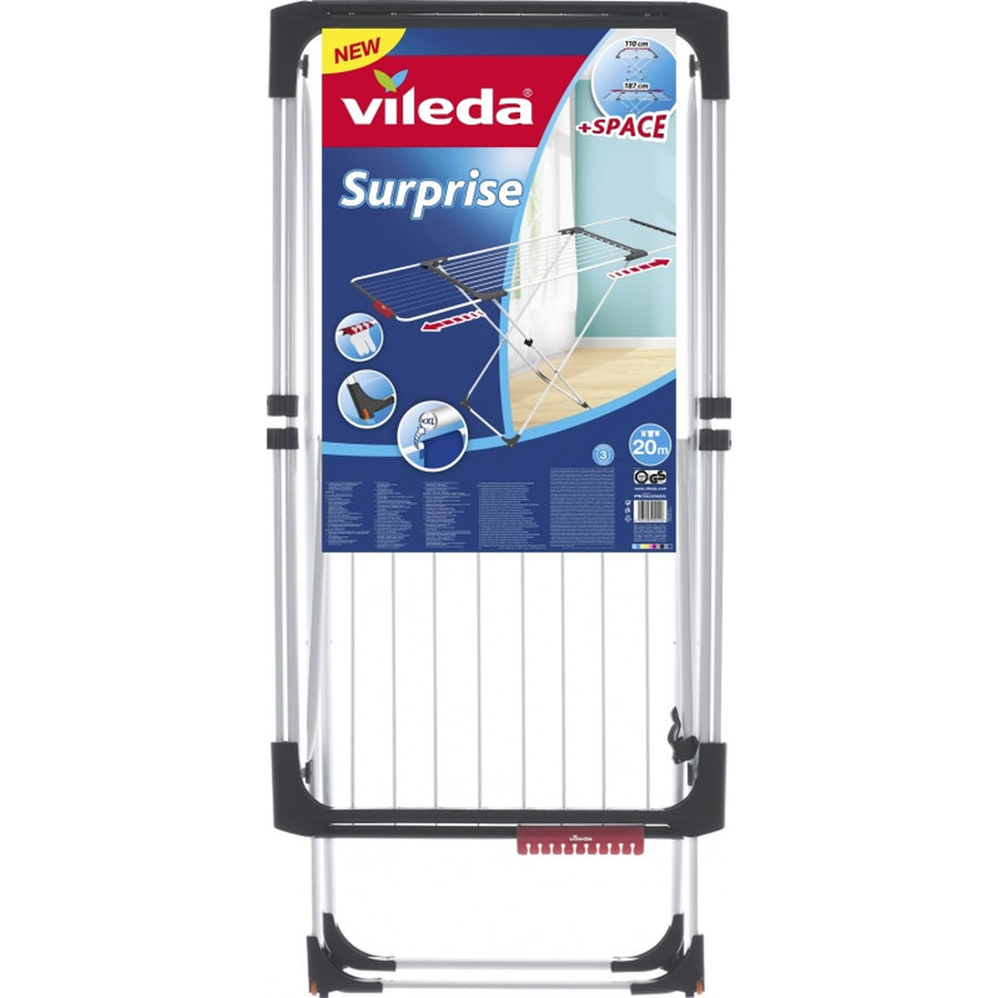 Strat extensibil din oțel și aluminiu, spațiu de așezare de la 11 la 20 m, suport pentru articole mici, dimensiuni deschise, alb, 110-187 x 61 x 94 cm