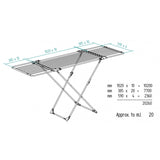 Strat extensibil din oțel și aluminiu, spațiu de așezare de la 11 la 20 m, suport pentru articole mici, dimensiuni deschise, alb, 110-187 x 61 x 94 cm