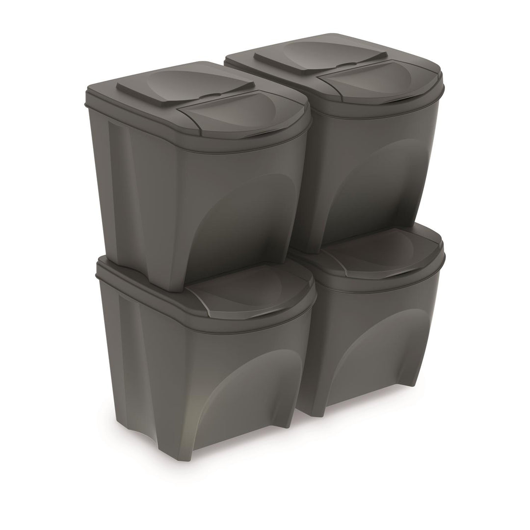 Sortibox set de cosuri  de gunoi pentru colectare selectiva 4x25L gri