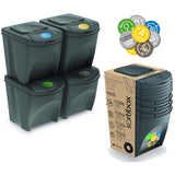 Sortibox set de cosuri  de gunoi pentru colectare selectiva 4x25L gri