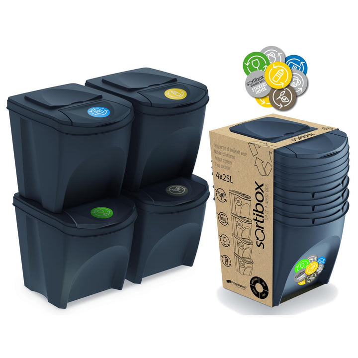 Coșuri de gunoi Sortibox 4x20L set pentru sortarea deșeurilor