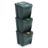 Sortibox set de separare a deșeurilor 3x25L gri