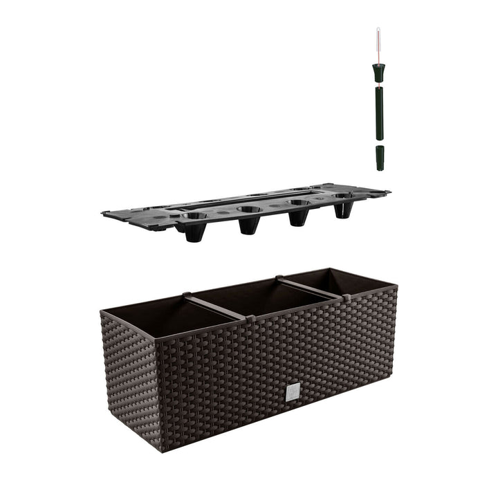 Ghiveci de plante/flori imitație de ratan dreptunghiular 17L umbra Prosperplast Rato DRTC500 440U
