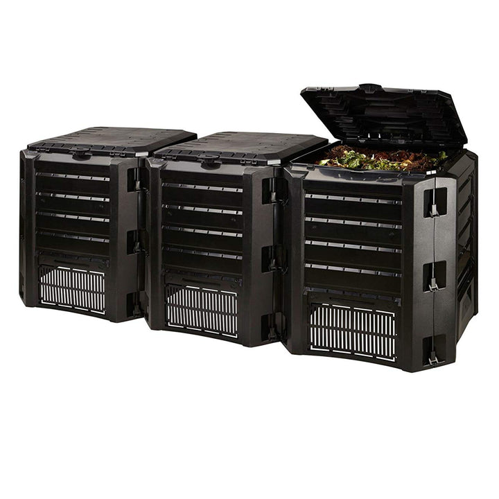 Compostor de gradina, 3 module, Module Compogreen, 1200 L, negru