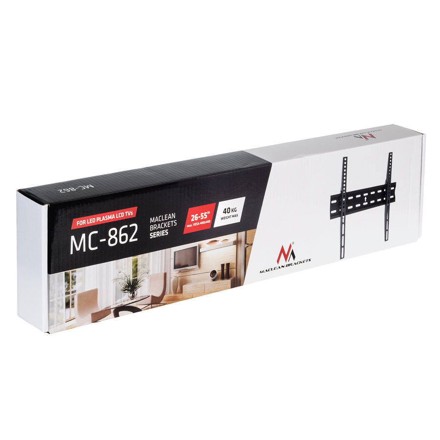 Suport TV ultra subțire de 26-55 "încărcare până la 40 kg universal negru max vesa 400x400 Maclean MC-862