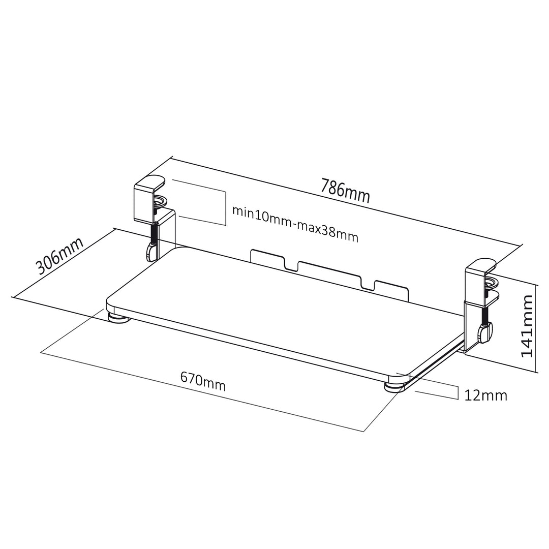 Suport tastatura pentru birou, reglabil, Maclean MC-839, negru