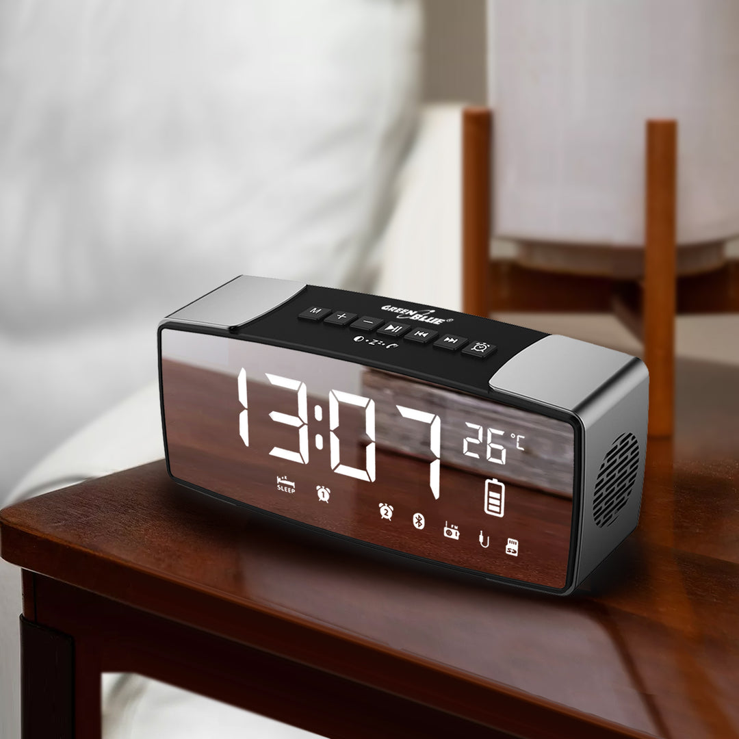 Radio ceas si alarma, Bluetooth 4.2, FM, aux-in, 6W, GreenBlue GB200 2200 mAh