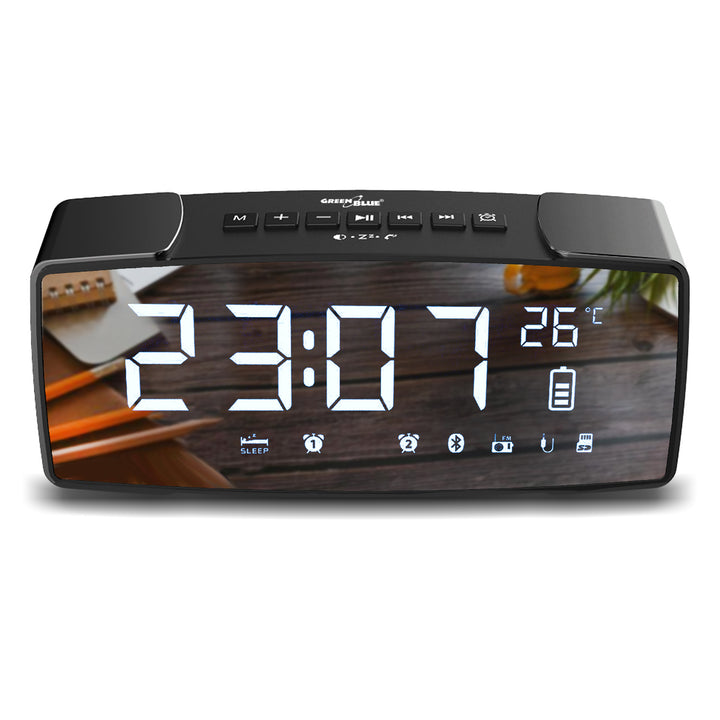 Radio ceas si alarma, Bluetooth 4.2, FM, aux-in, 6W, GreenBlue GB200 2200 mAh