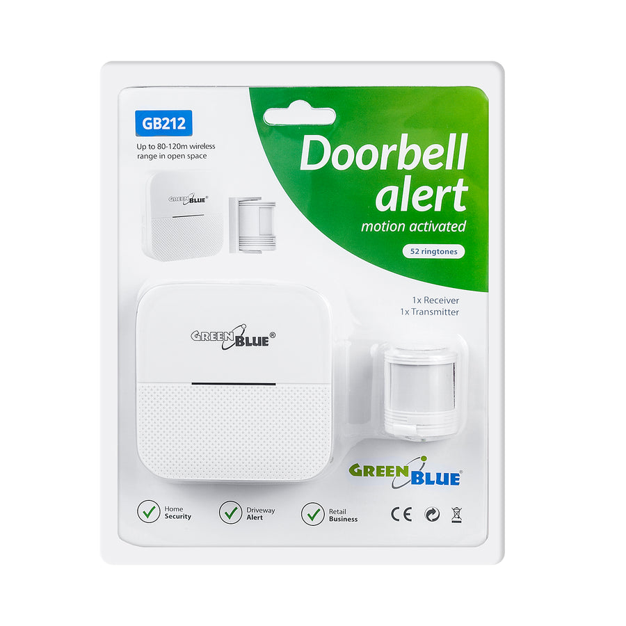 Sonerie cu senzor de miscare fara fir GB212, 52 melodii, alb