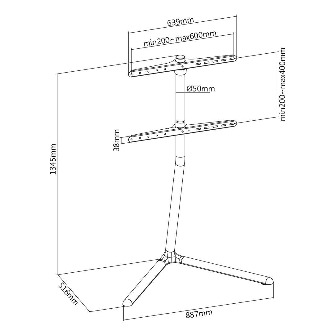 Maclean Brackets MC-868 - pentru monitoare de 49-70 "până la 40 kg, V-Base,