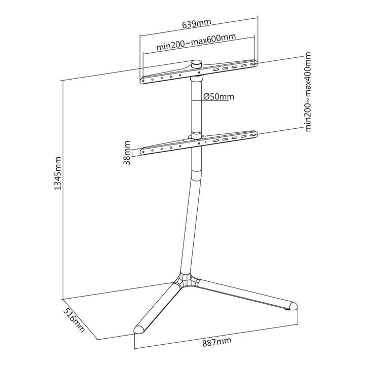 Maclean Brackets MC-868 - pentru monitoare de 49-70 "până la 40 kg, V-Base,