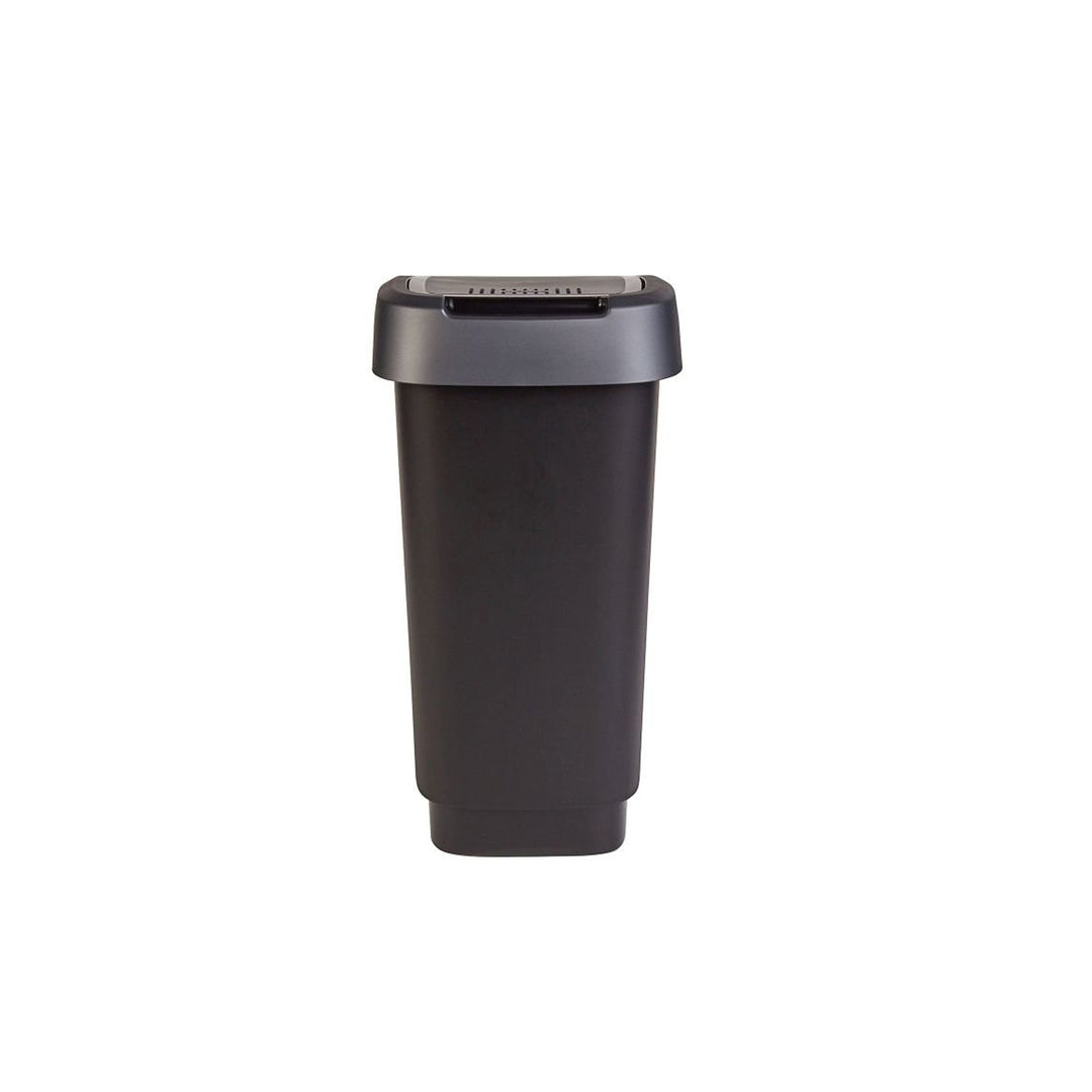 Coș de gunoi Rotho Twist 10L negru-argintiu cu capac rotativ