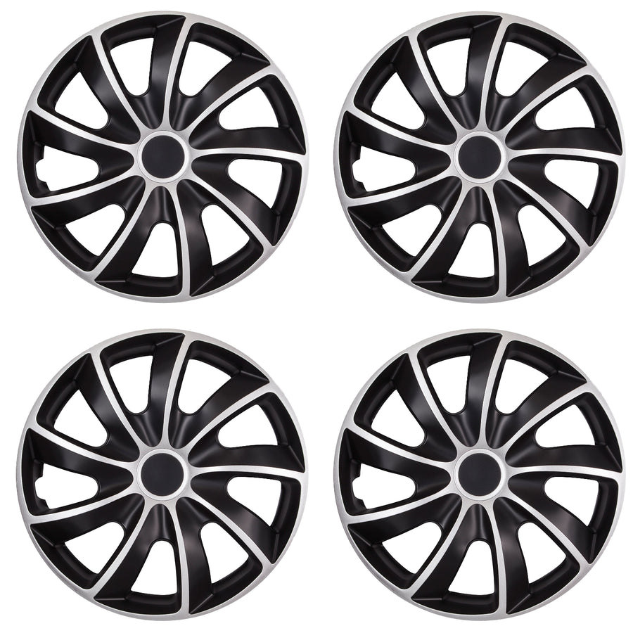 Set de 4 capace jante, Quad bicolor, 17" negru-argintii