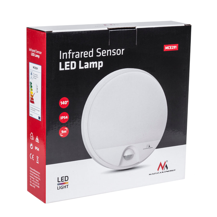 Detector de mișcare cu infraroșu Lampă LED MCE291 W 1100lm 15W IP54 Maclean Energy culoare alb