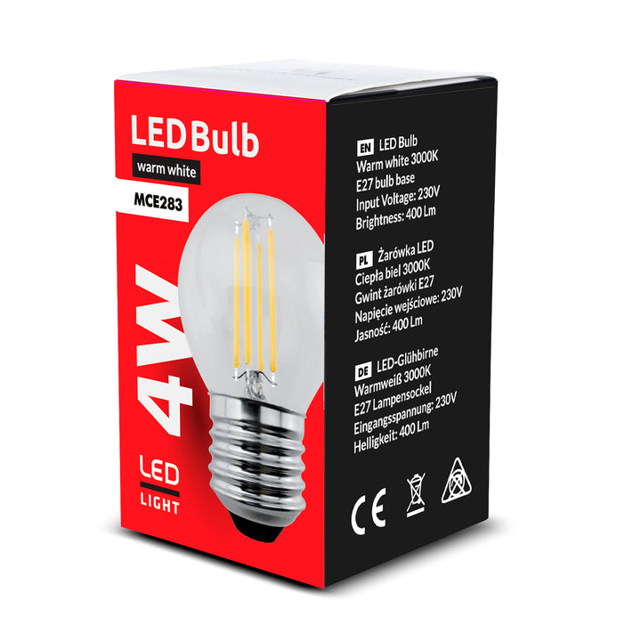 Bec cu filament LED Maclean Energy MCE283, E27, 230V